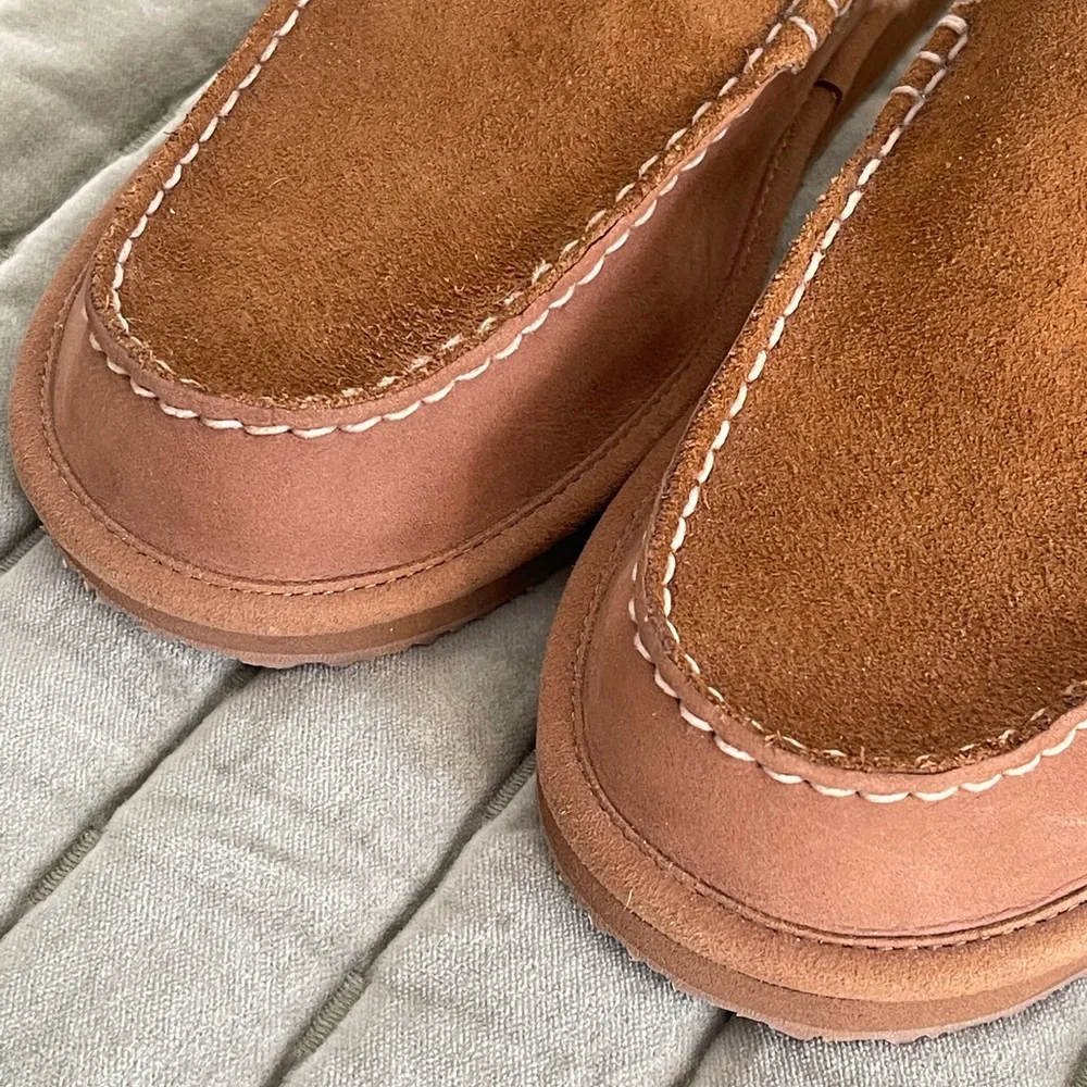 LL Bean Wicked Good Scuff Cozy Brown Shearling Slippers - Picture 5 of 10